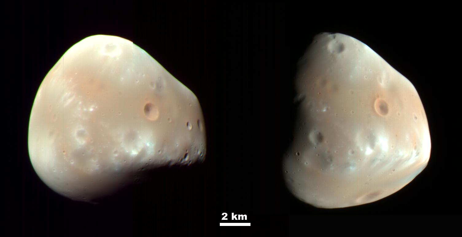 Deimos, the smaller irregular moon of Mars.